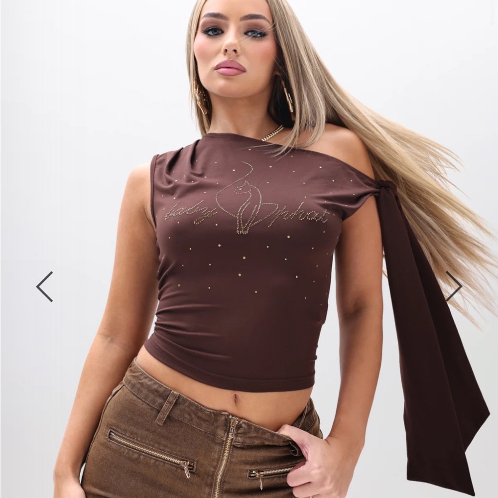 TIE DETAIL ONE SHOULDER TOP